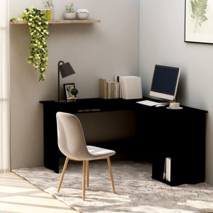 Birou de colt in forma de L, negru, 120 x 140 x 75 cm, PAL - V800748V