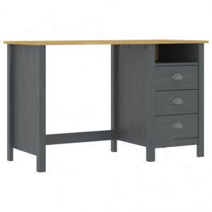 Birou Hill Range cu 3 sertare, gri, 120x50x74 cm, lemn de pin - V288997V
