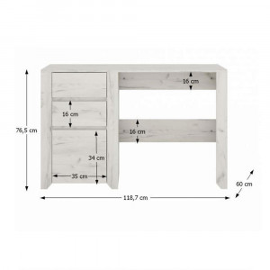 Birou, măsuţă, masă PC alb craft, 118 cm - TP109402 - Img 2