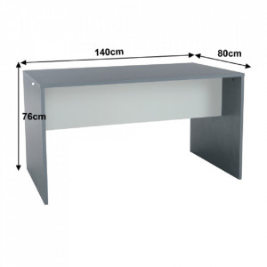 Birou, măsuţă, masă PC, gri şi alb, 140 cm - TP281232 - Img 3