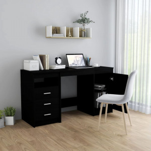 Birou, negru, 140 x 50 x 76 cm, lemn prelucrat - V3054781V - Img 3