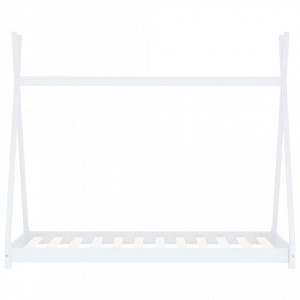 Cadru pat de copii, alb, 90 x 200 cm, lemn masiv de pin - V283360V - Img 3