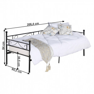 Canapea din metal - de o persoană, negru, 206,4x84x95,2 cm - TP264282 - Img 6
