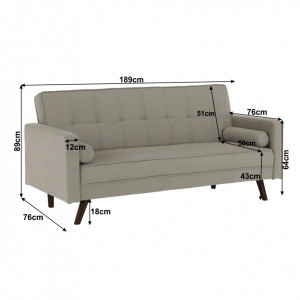 Canapea extensibilă, material gri-maro taupe, 189x76x89 cm - TP234740 - Img 20