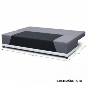 Canapea extensibilă, material textil negru/gri/perne gri cu model, 203x73/83x91 cm - TP96963 - Img 6