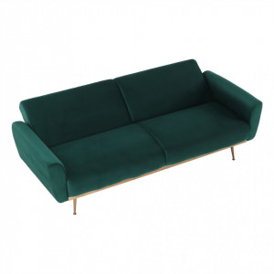 Canapea extensibilă, material textil Velvet smarald, 211x83x85cm - TP263648 - Img 12
