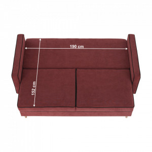 Canapea extensibilă, roz / negru, 213x100x90 cm - TP304098 - Img 4