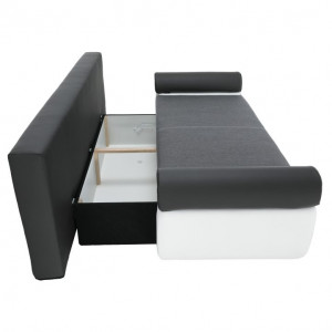Canapea, piele ecologică alba+gri/material textil gri, 204x89x90 cm - TP88081 - Img 14