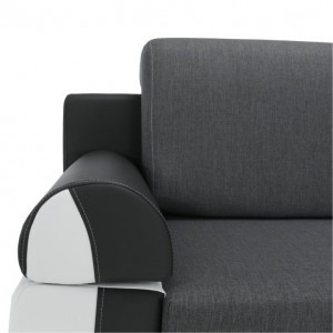 Canapea, piele ecologică alba+gri/material textil gri, 204x89x90 cm - TP88081 - Img 3