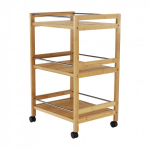 Cărucior de servire, bambus natural, 47x38x76 cm - TP277827 - Img 3