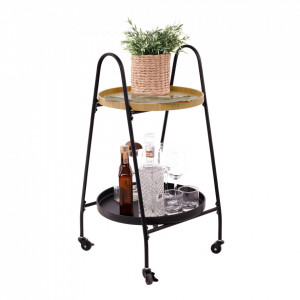 Cărucior de servire, culoarea stejar/negru, 43x40x78 cm - TP302749 - Img 20