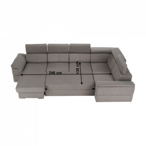 Colţar, gri maroniu Taupe, model stânga, 330x79/97x183/196 cm - TP263528 - Img 10