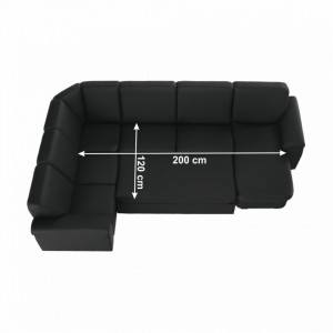 Colţar în formă de U, piele ecologică neagră, model dreapta, 330x88x215/153 cm - TP108349 - Img 14