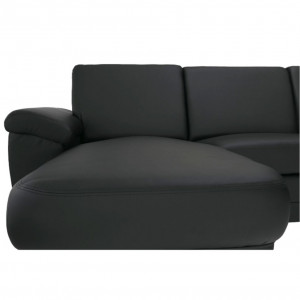 Colţar în formă de U, piele ecologică neagră, model stânga, 330x88x215/153 cm - TP108350 - Img 4