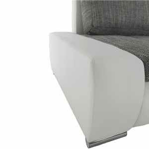Colţar, piele ecologică/ alb/material gri melir, 300x215x72 cm - TP149894 - Img 10
