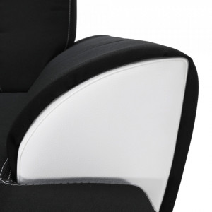 Colţar, piele ecologică albă și material textil negru, model dreapta, 250x83x160 cm - TP96985 - Img 2
