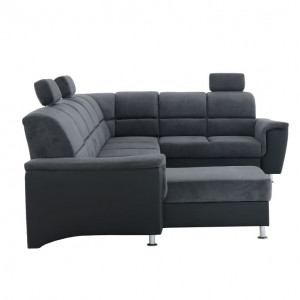 Colţar, piele ecologică negru/material, model dreapta, 325x86/106x168/217 cm - TP149898 - Img 9