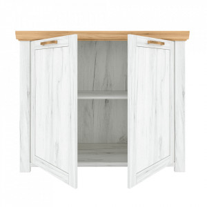 Comodă cu 2 uși, alb craft și stejar, 118x41x96 cm - TP264016 - Img 3