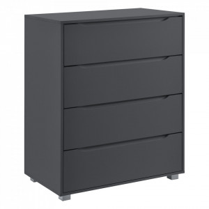 Comoda Hallefors DG1, 101,5 x 80 x 48 cm, PAL/ invelis melamina, gri inchis cu 4 sertare - P72528807 - Img 1
