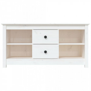 Comodă TV, alb, 103x36,5x52 cm, lemn masiv de pin - V814570V - Img 3