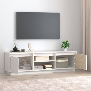 Comodă TV, alb, 140x35x40 cm, lemn masiv de pin - V814315V - Img 3