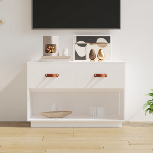 Comodă TV, alb, 90x40x60 cm, lemn masiv de pin - V821523V - Img 2