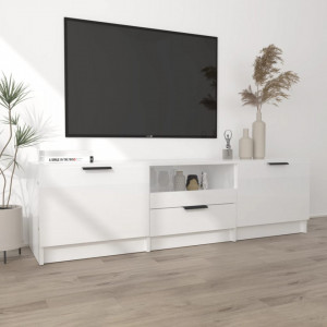 Comodă TV, alb extralucios, 140x35x40 cm, lemn prelucrat - V811454V - Img 3