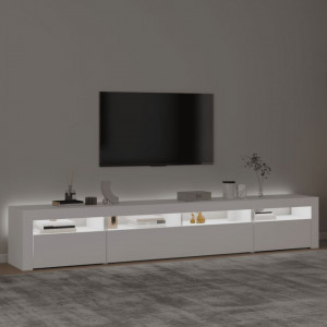 Comodă TV cu lumini LED, alb, 240x35x40 cm - V3152722V - Img 3