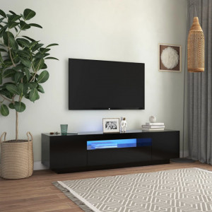 Comodă TV cu lumini LED, negru, 160x35x40 cm - V804428V - Img 2