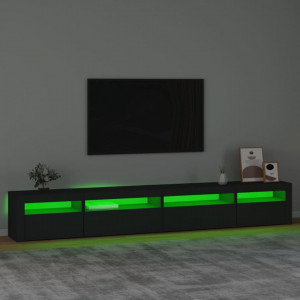 Comodă TV cu lumini LED, negru, 270x35x40 cm - V3152747V - Img 4