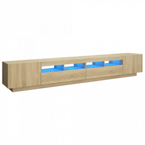 Comodă TV cu lumini LED, stejar Sonoma, 260x35x40 cm - V3081918V
