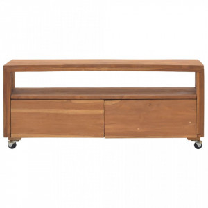 Comodă TV cu roți, 110x30x40 cm, lemn masiv de tec - V326131V