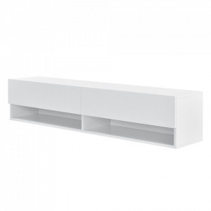 Comoda TV de perete cu 2 usi si 2 rafturi, alb - P73294039 - Img 4