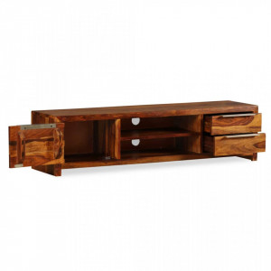 Comoda TV din lemn masiv de sheesham, 120 x 30 x 30 cm - V243945V - Img 4