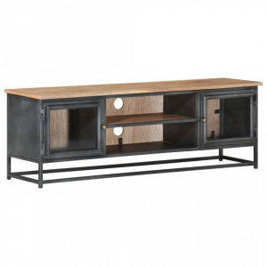 Comodă TV, gri, 120 x 30 x 40 cm, lemn masiv de acacia/oțel - V323499V - Img 2