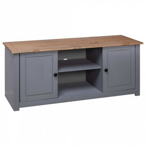 Comodă TV, gri, 120x40x50 cm, lemn masiv de pin, gama Panama - V282671V - Img 4