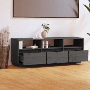 Comodă TV, gri, 140x37x50 cm, lemn masiv de pin - V813432V - Img 3