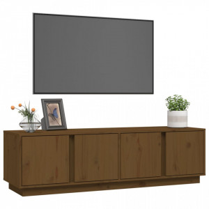 Comodă TV, maro miere, 140x40x40 cm, lemn masiv de pin - V814462V - Img 4