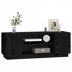Comodă TV, negru, 110x35x40,5 cm, lemn masiv de pin - V814413V - Img 4