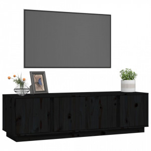 Comodă TV, negru, 140x40x40 cm, lemn masiv de pin - V814463V - Img 4