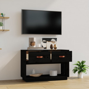 Comodă TV, negru, 90x40x60 cm, lemn masiv de pin - V821526V - Img 3