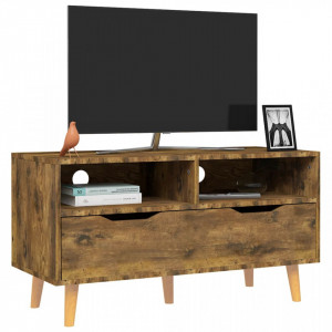 Comodă TV, stejar afumat, 90x40x48,5 cm, lemn prelucrat - V326785V - Img 3
