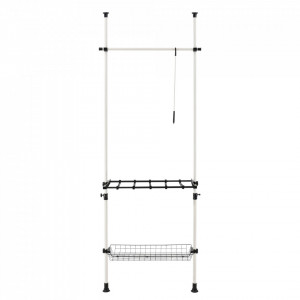 Cuier tip telescop si sistem rafturi AATR-6511, 103 - 278 cm, 15 - 20 Kg, metal/plastic, alb/negru, inaltime reglabila - P57532436 - Img 3
