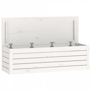 Cutie de depozitare, alb, 109x36,5x33 cm, lemn masiv de pin - V823625V - Img 1