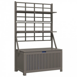 Cutie de depozitare cu spalier, gri, 99x50x160 cm, lemn acacia - V318761V