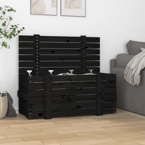 Cutie de depozitare, negru, 91x40,5x42 cm, lemn masiv de pin - V825002V - Img 2