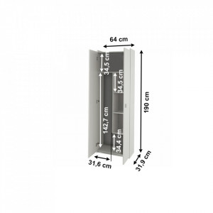 Dulap combinat, PAL melaminat, alb - TP189253 - Img 1