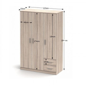 Dulap cu trei uşi, culoarea stejar sonoma - TP99061 - Img 2