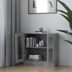 Dulap cu vitrina, gri beton, 82,5 x 30,5 x 80 cm, PAL - V802745V - Img 3