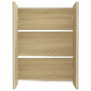 Dulap de baie cu oglindă, alb și stejar, 60x15x75 cm, MDF - V331530V - Img 3